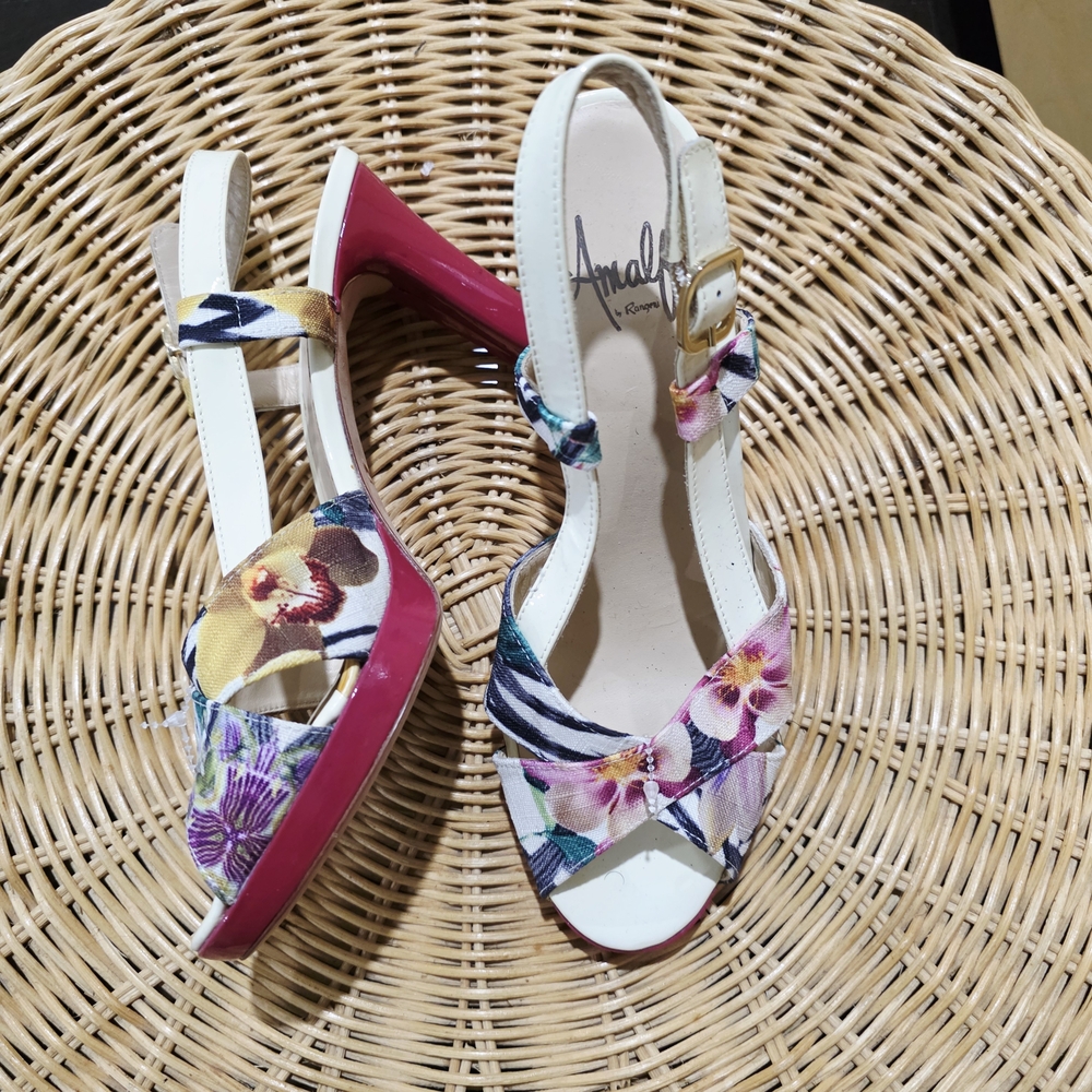 Women's Floral Heels - Pink and White